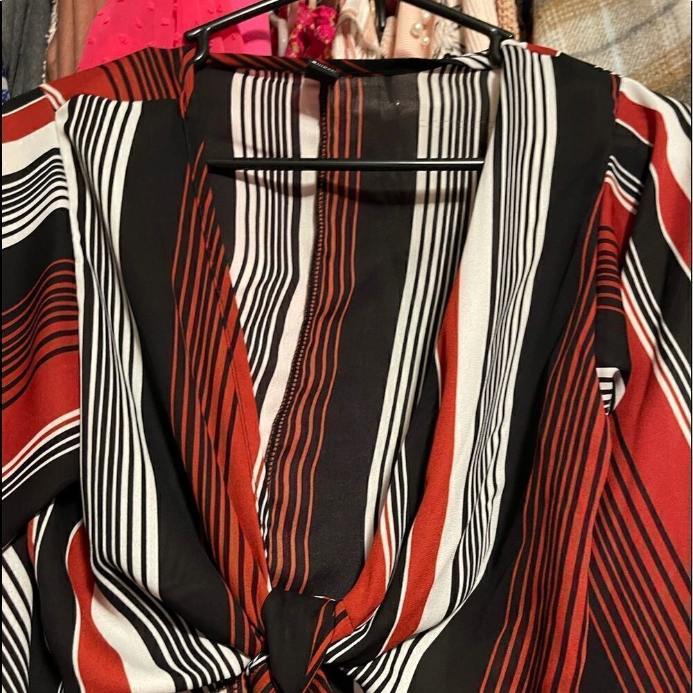 2/$15 Red White and Black tie blouse!